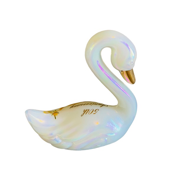 FENTON Hand Painted 50th Anniversary Swan - Picture 2 of 8
